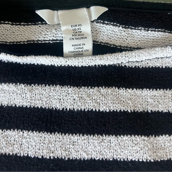 H&M Boxy striped black white jersey sweater wide long sleeves size XS - Picture 3 of 6